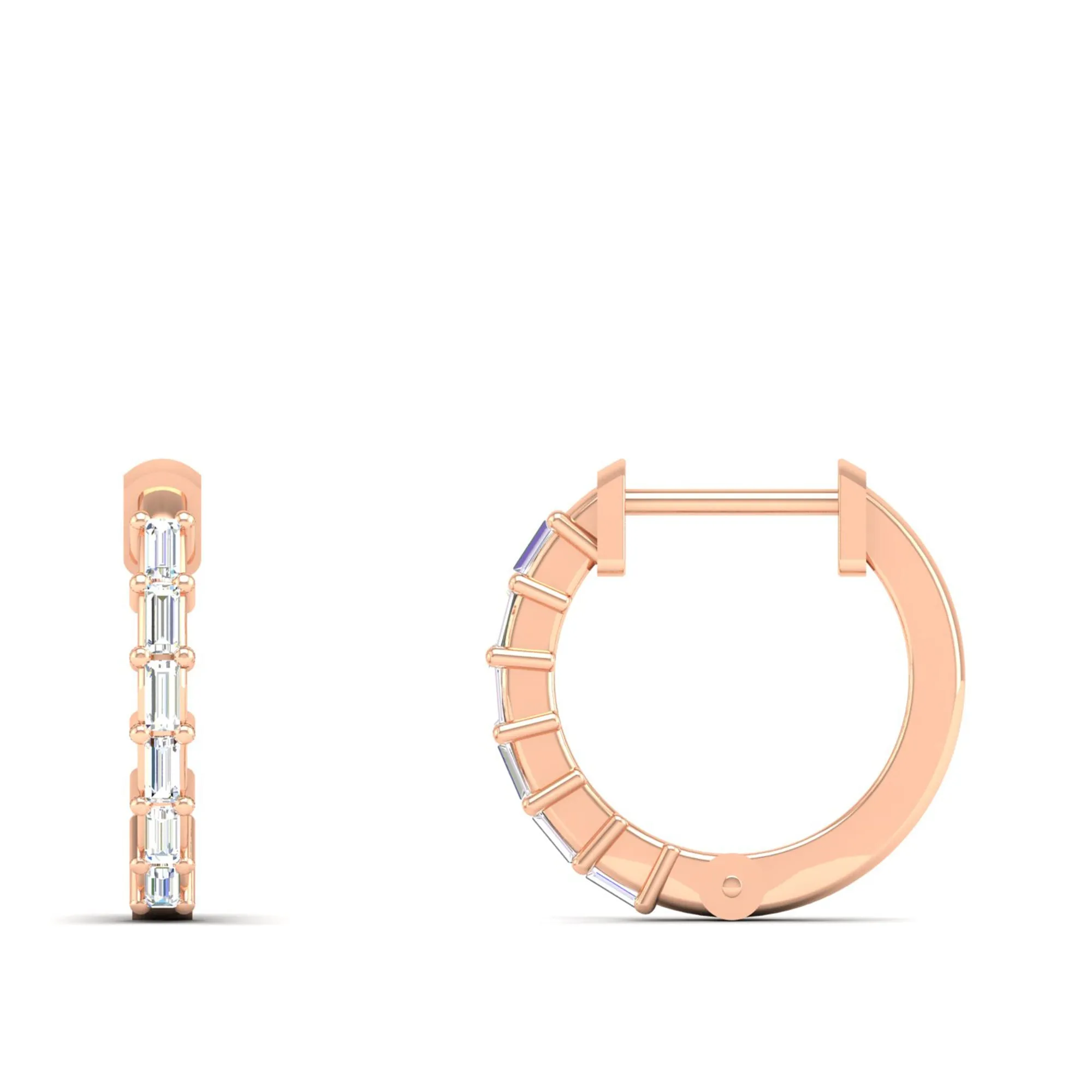 Baguette Diamond Huggie Earrings