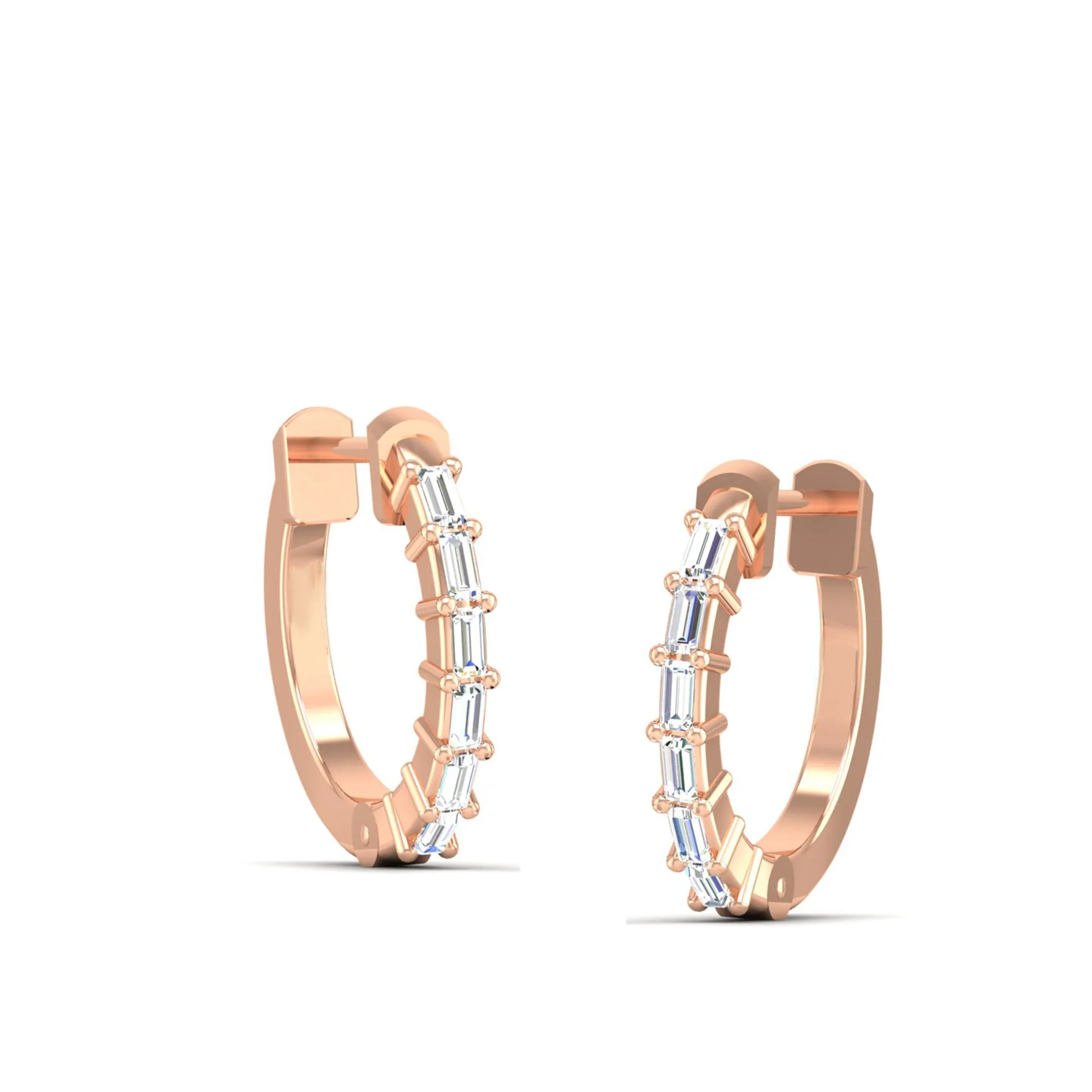Baguette Diamond Huggie Earrings