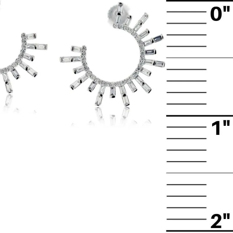 Baguette Diamond Rising Sun Earrings