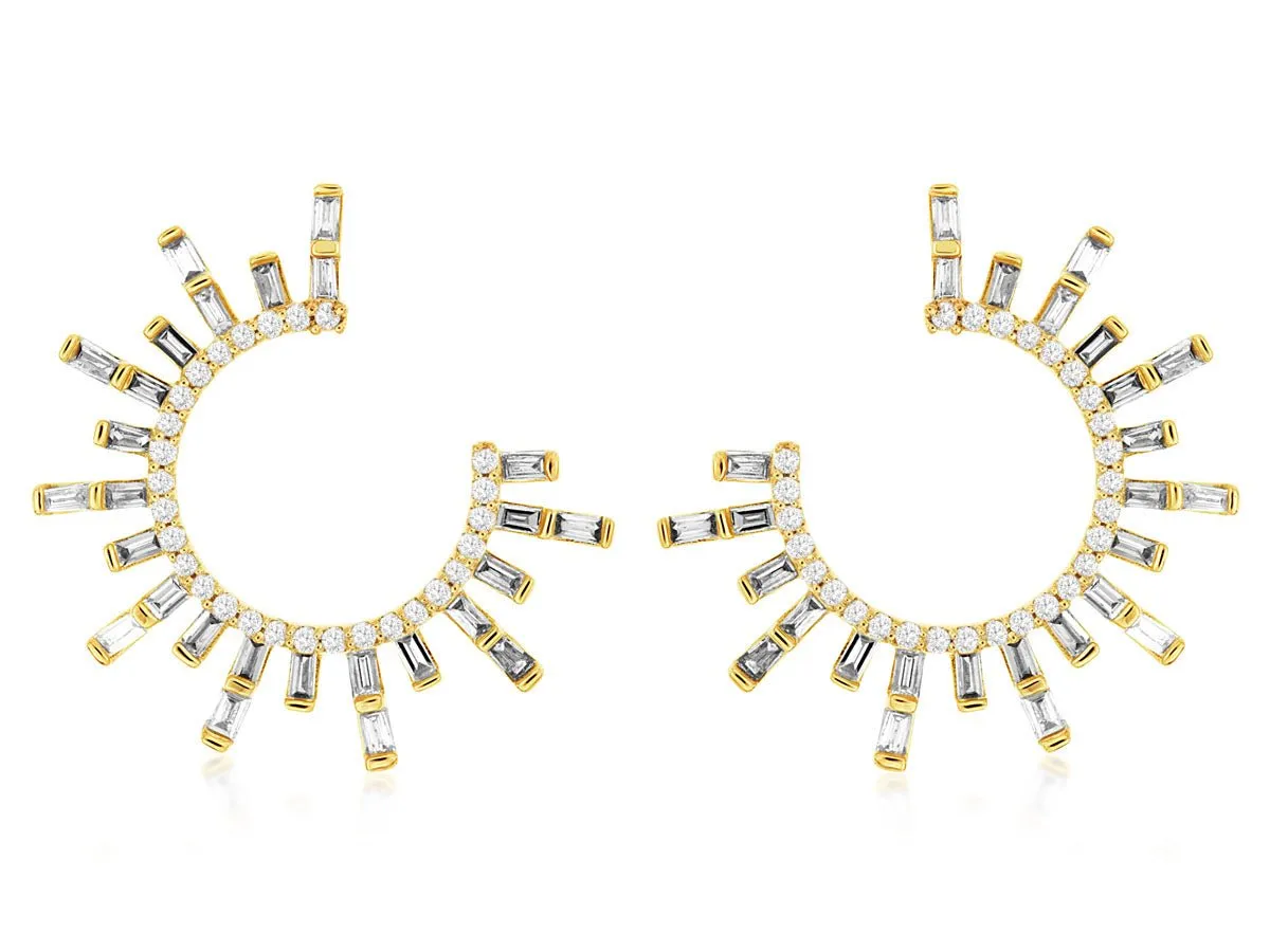 Baguette Diamond Rising Sun Earrings