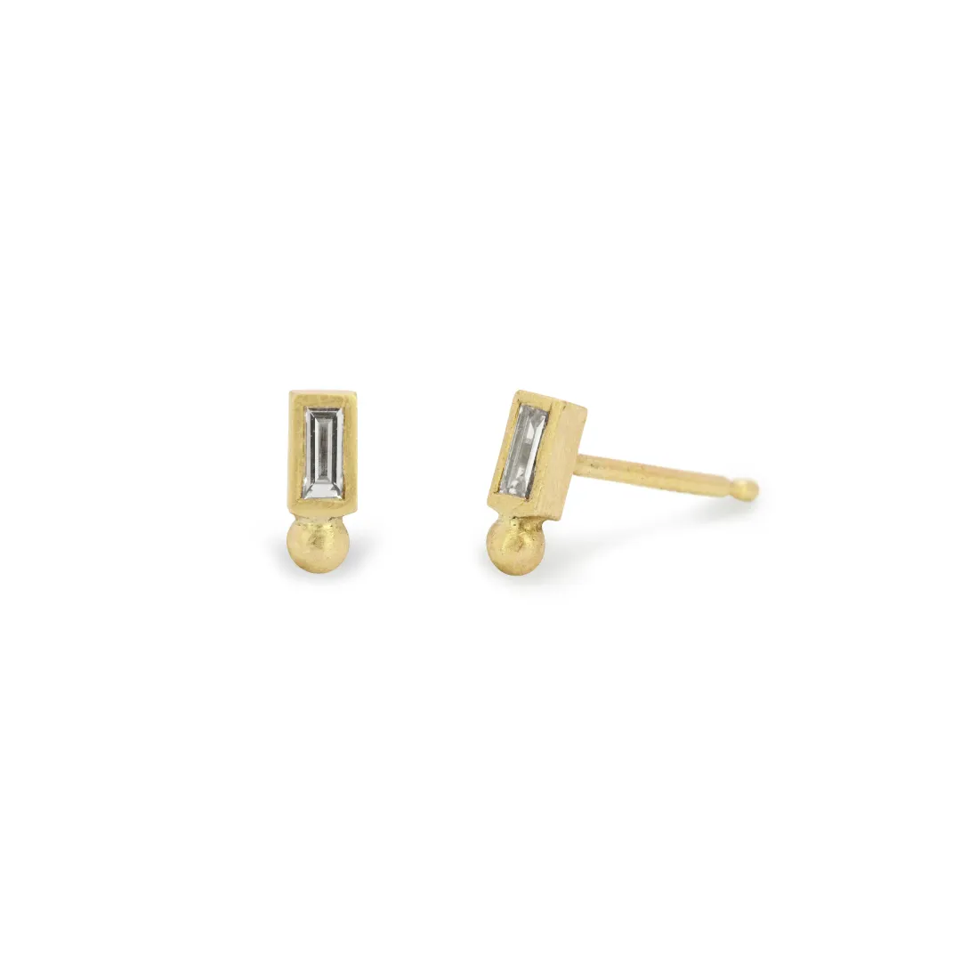 Baguette Dot Stud Earrings