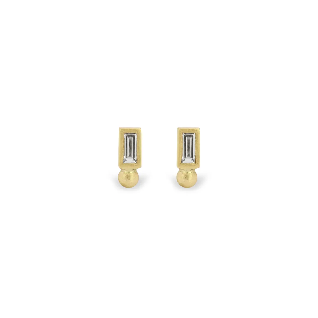 Baguette Dot Stud Earrings