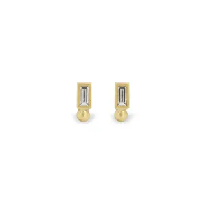 Baguette Dot Stud Earrings