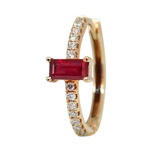 Baguette Ruby & Diamond Huggies