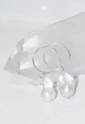 Baroque Pearl on Hoop Earring