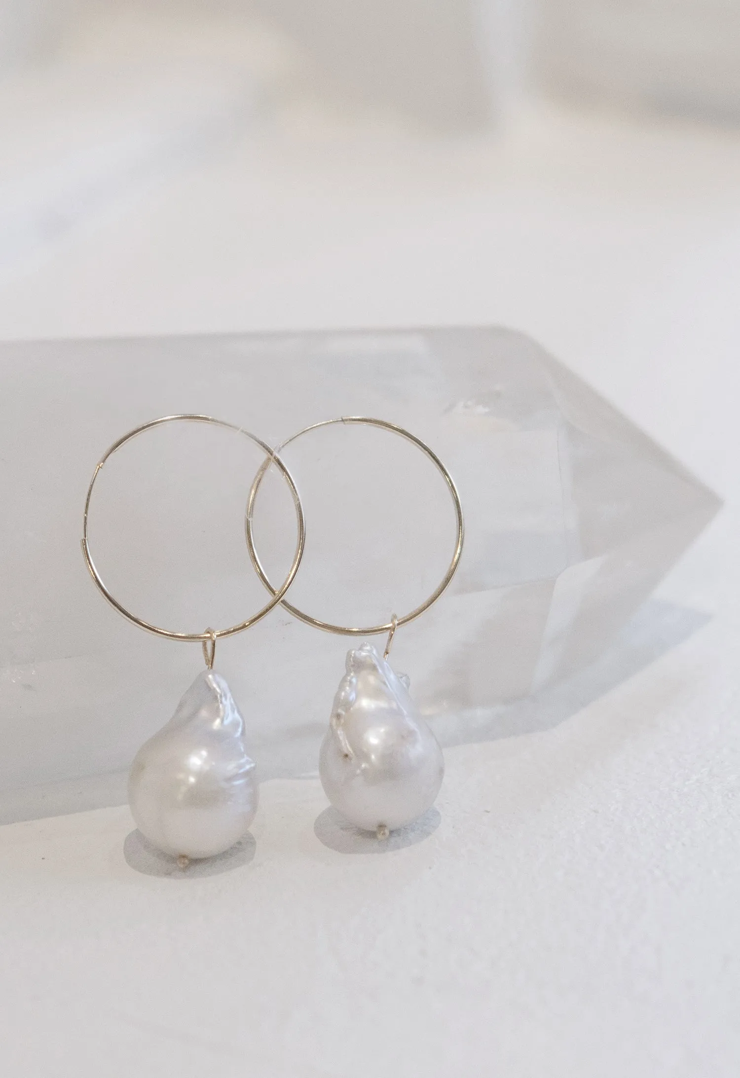 Baroque Pearl on Hoop Earring