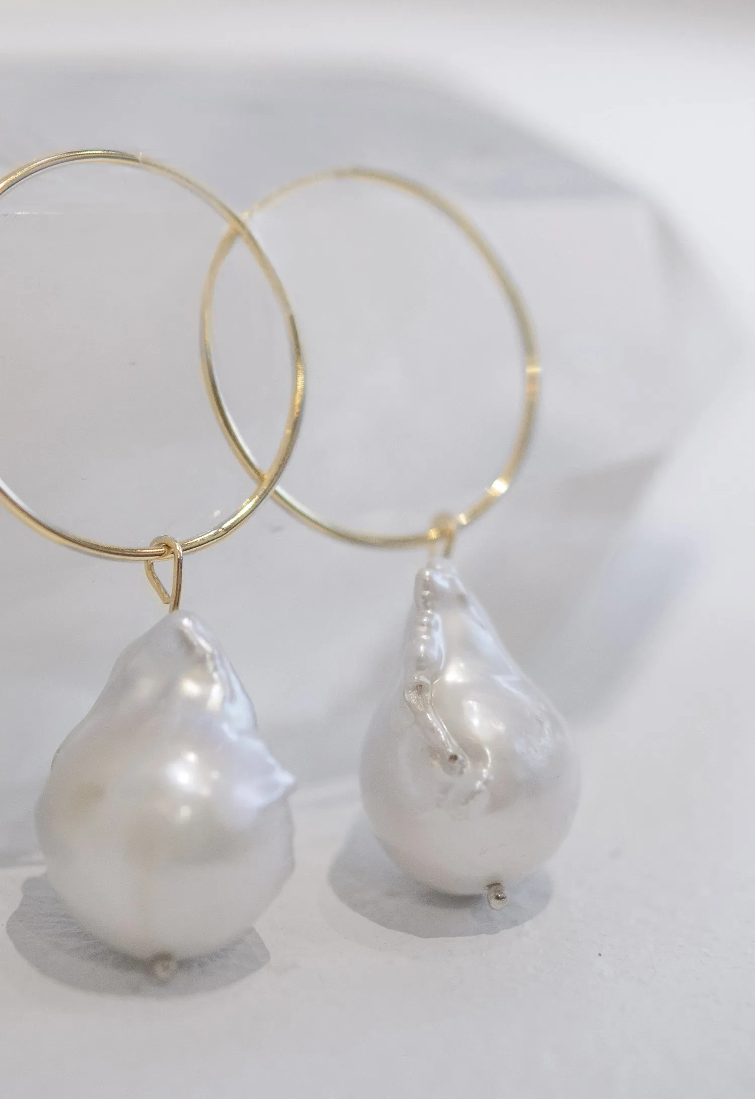 Baroque Pearl on Hoop Earring