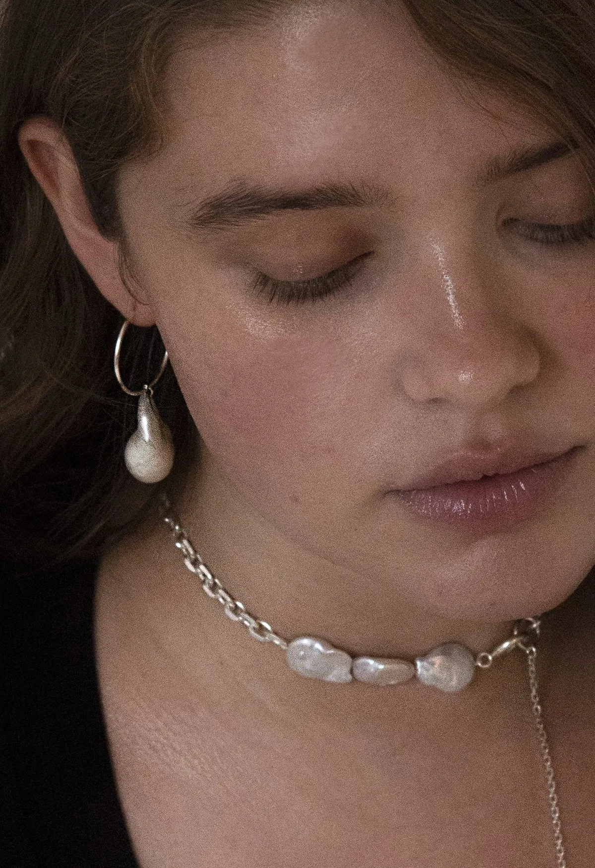 Baroque Pearl on Hoop Earring