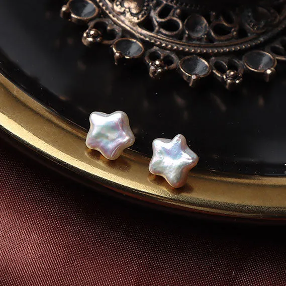 Baroque Star Pearl Stud Earrings