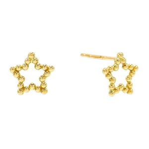 Beaded Star Stud Earring 14K