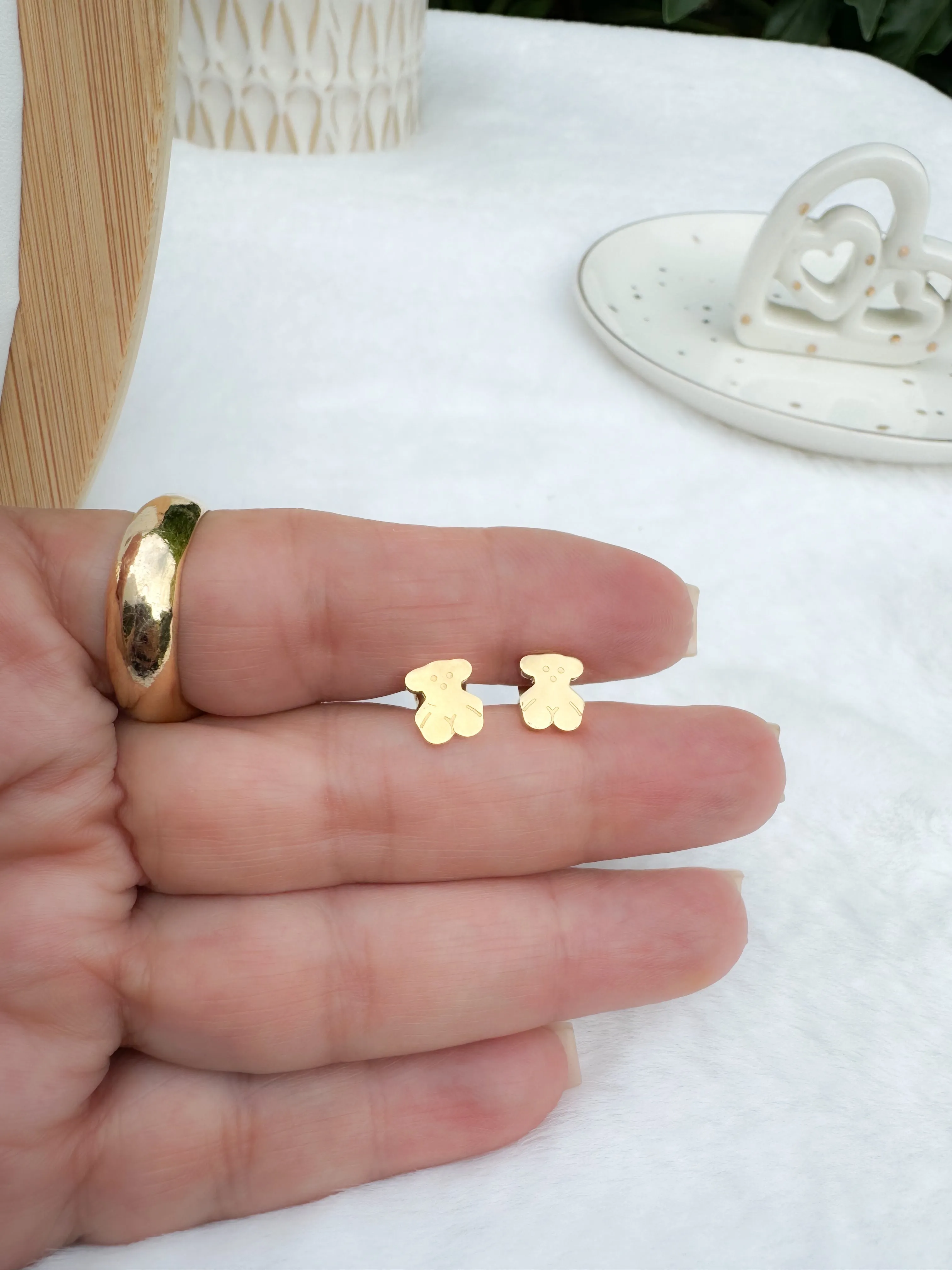Bear 3-chain necklace & earrings