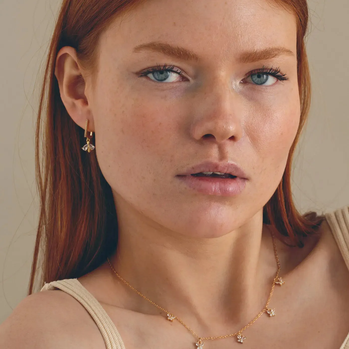 Beatrice - Crystal Bee Hoop Earrings