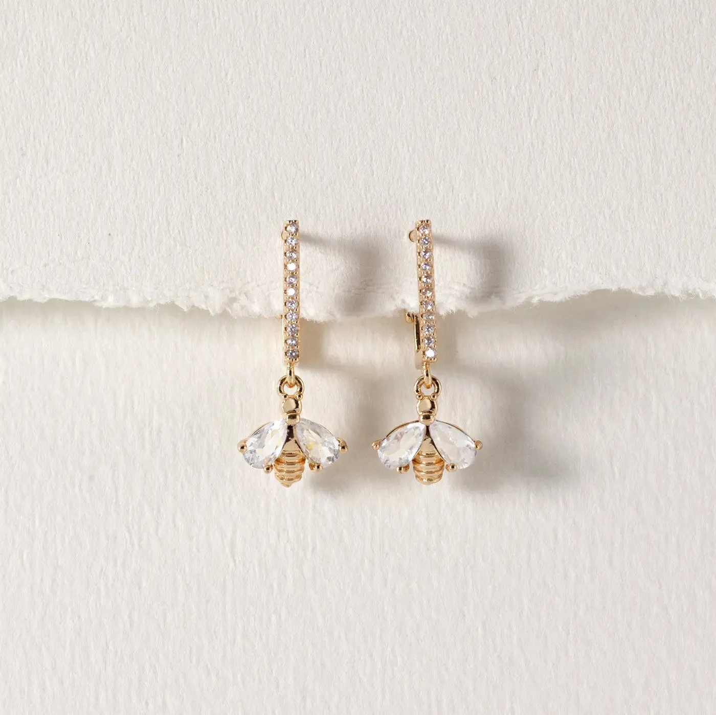 Beatrice - Crystal Bee Hoop Earrings