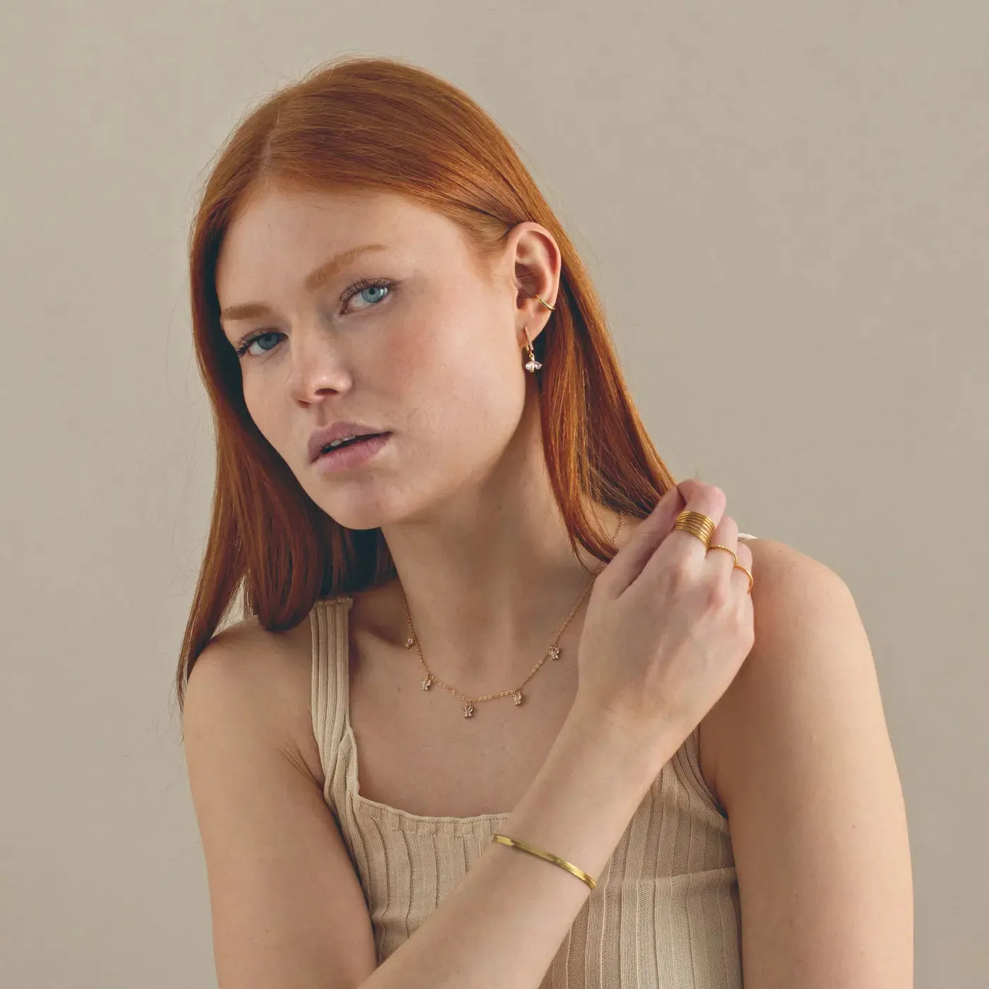 Beatrice - Crystal Bee Hoop Earrings