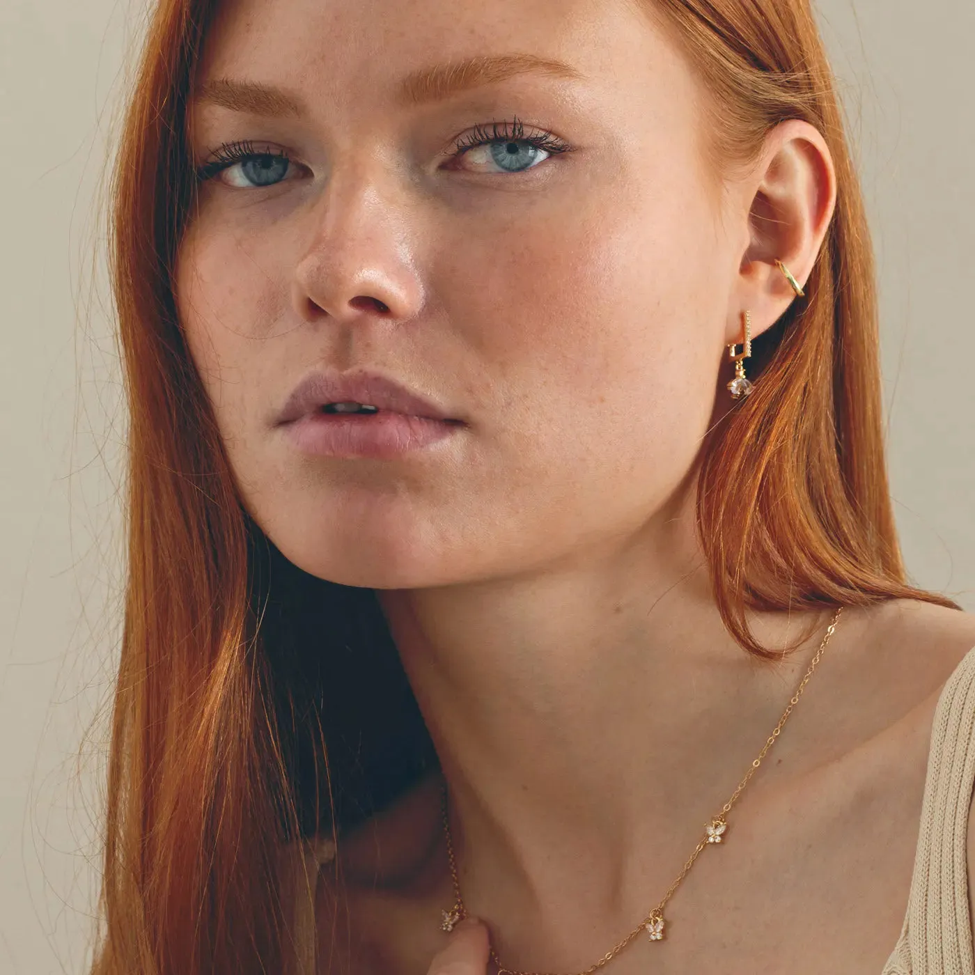 Beatrice - Crystal Bee Hoop Earrings