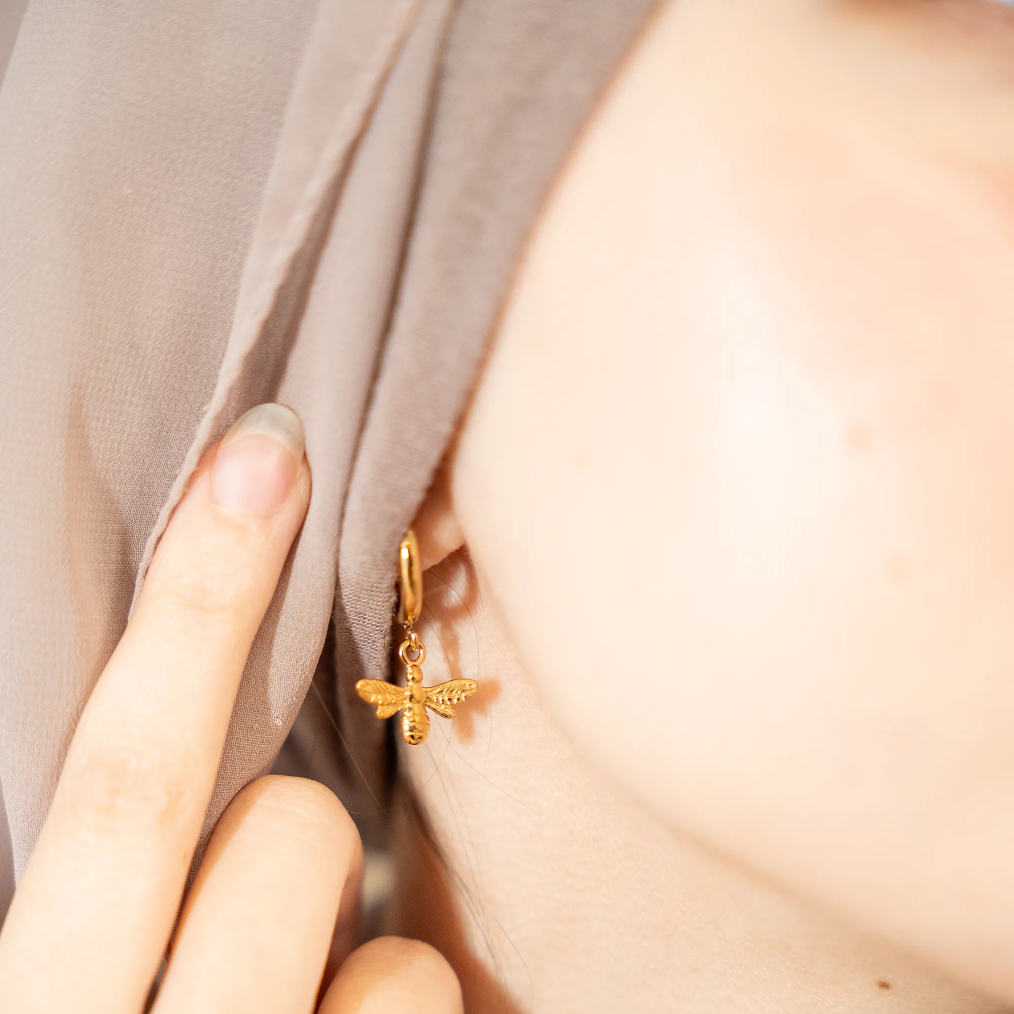 Bee Hoop Earrings