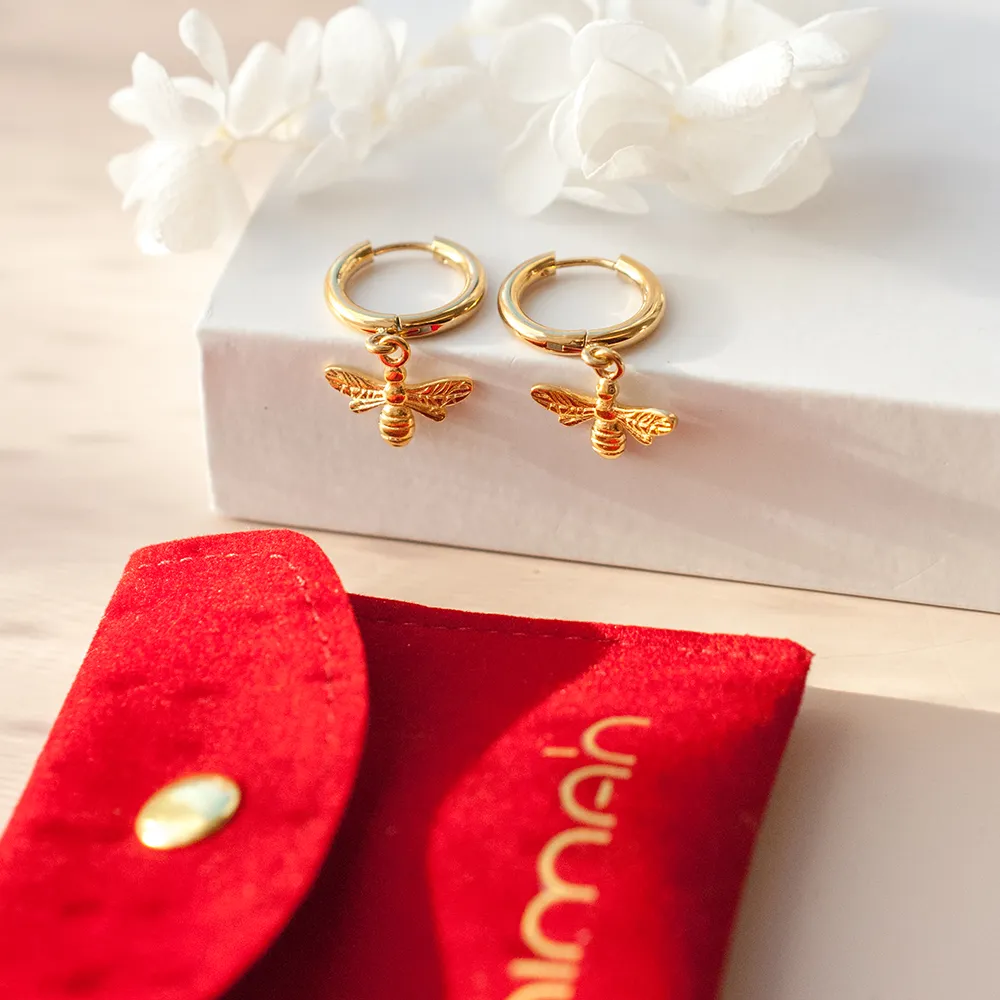 Bee Hoop Earrings