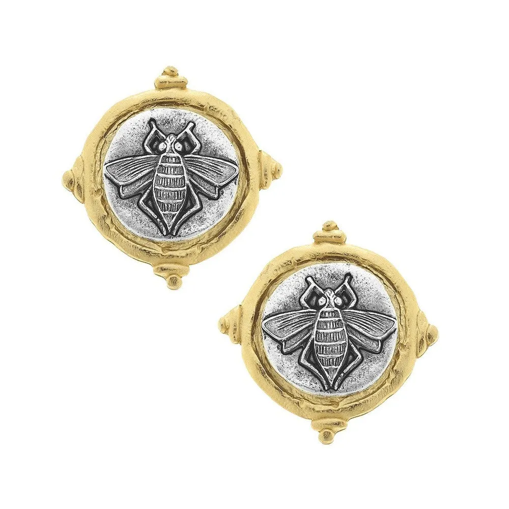 Bee Intaglio Clip Earrings