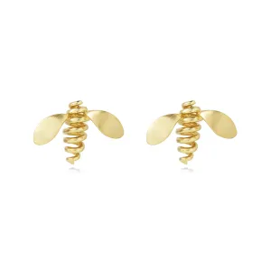 Bee Yellow Gold Earrings- Medium