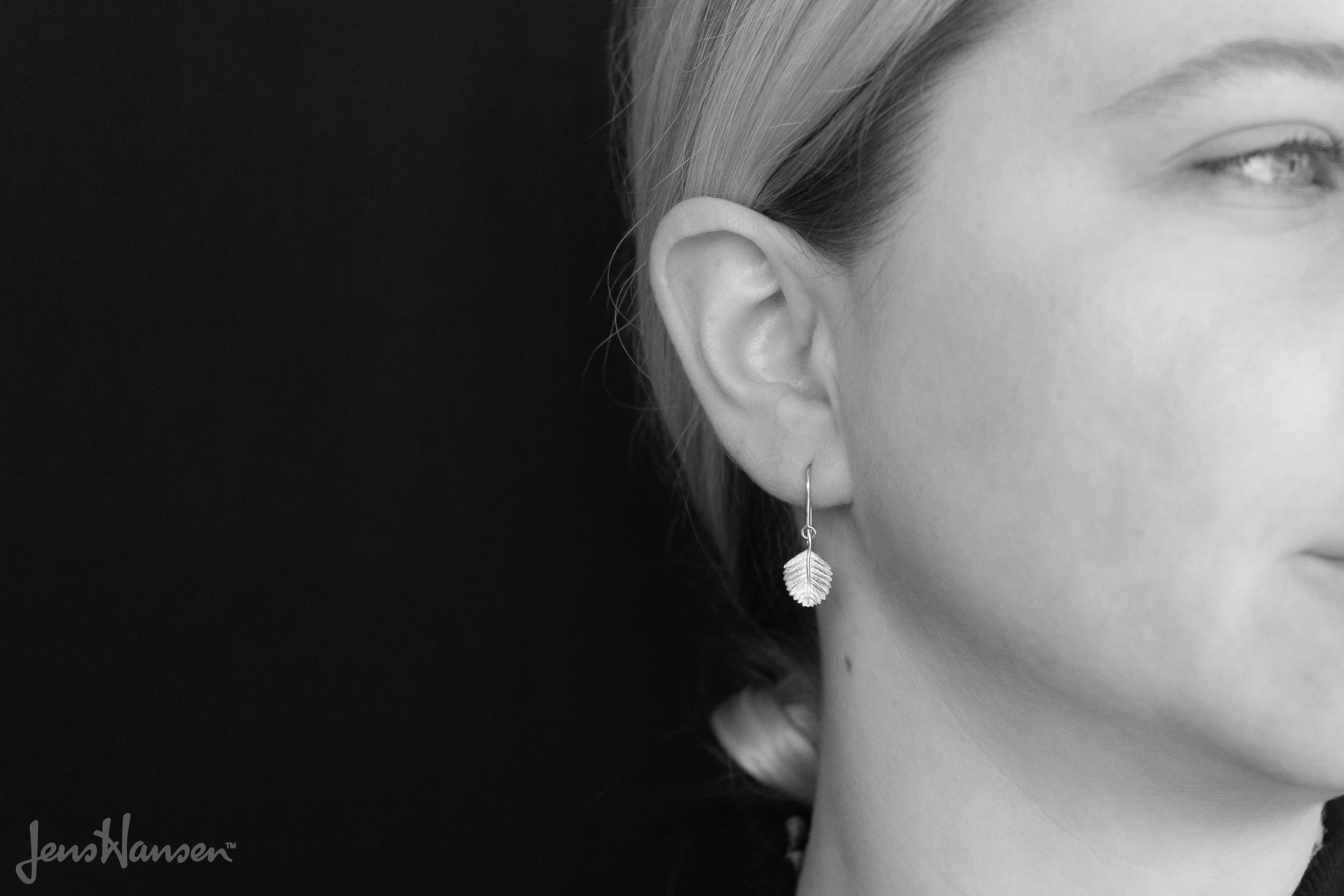 Beech Leaf Earrings, White Gold & Platinum