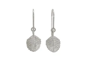 Beech Leaf Earrings, White Gold & Platinum