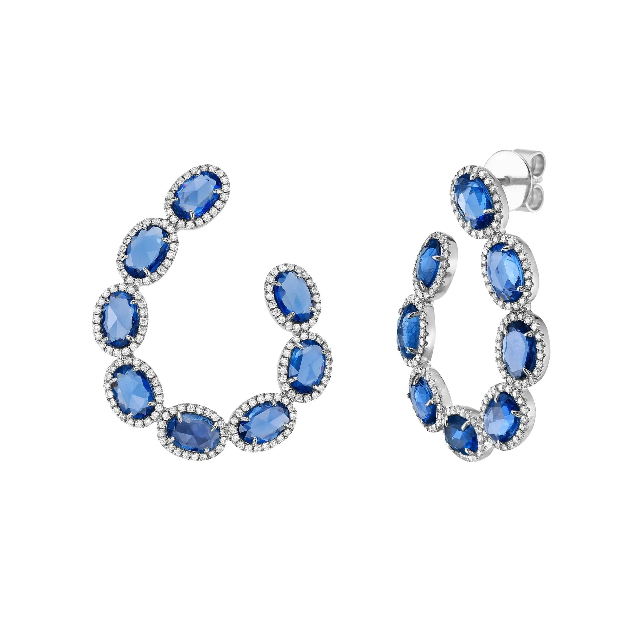 Belle Blue Sapphire Crescent Earrings