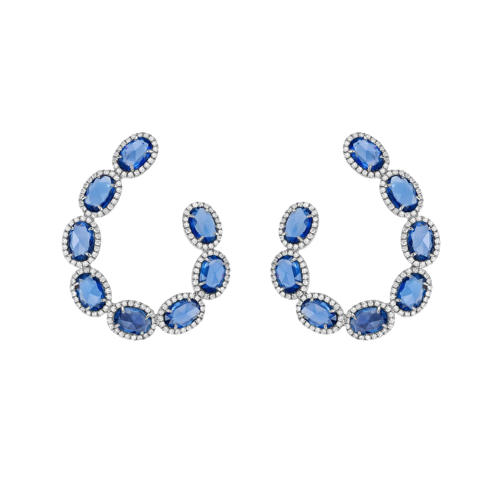 Belle Blue Sapphire Crescent Earrings
