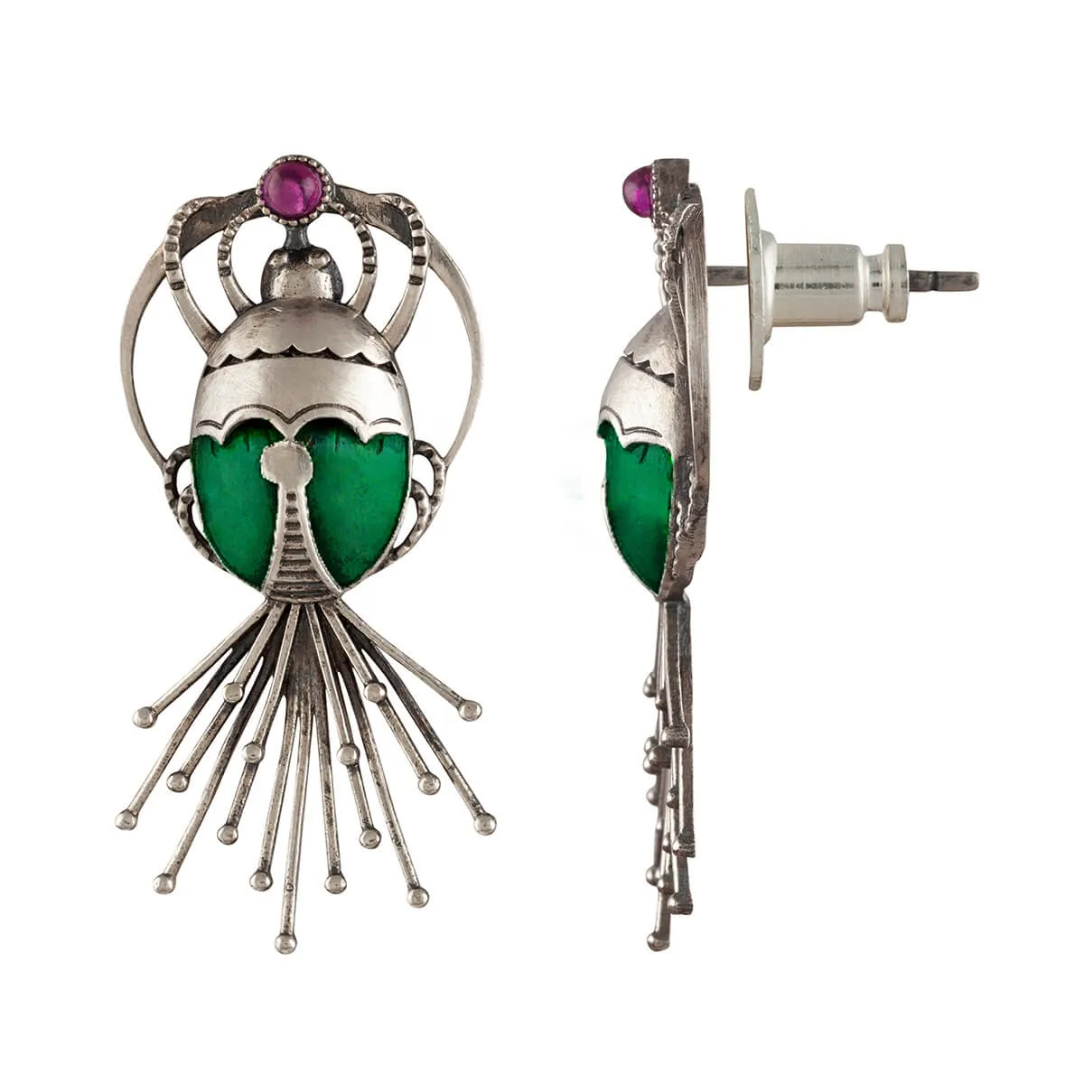 Bhramara Silver Earrings - With Tail by MOHA