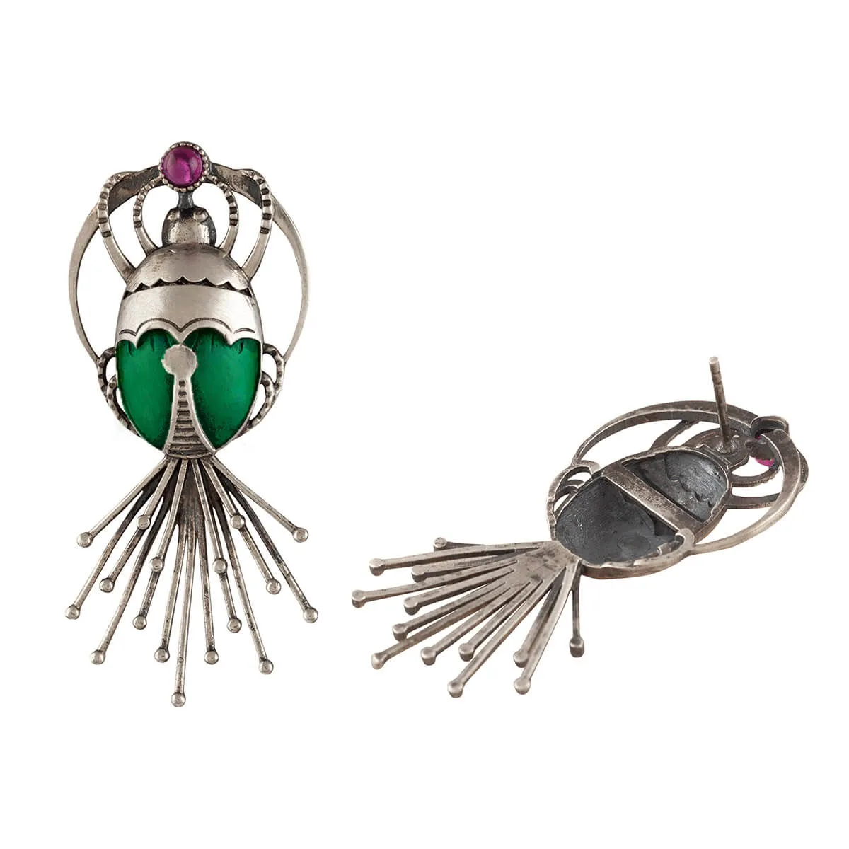 Bhramara Silver Earrings - With Tail by MOHA