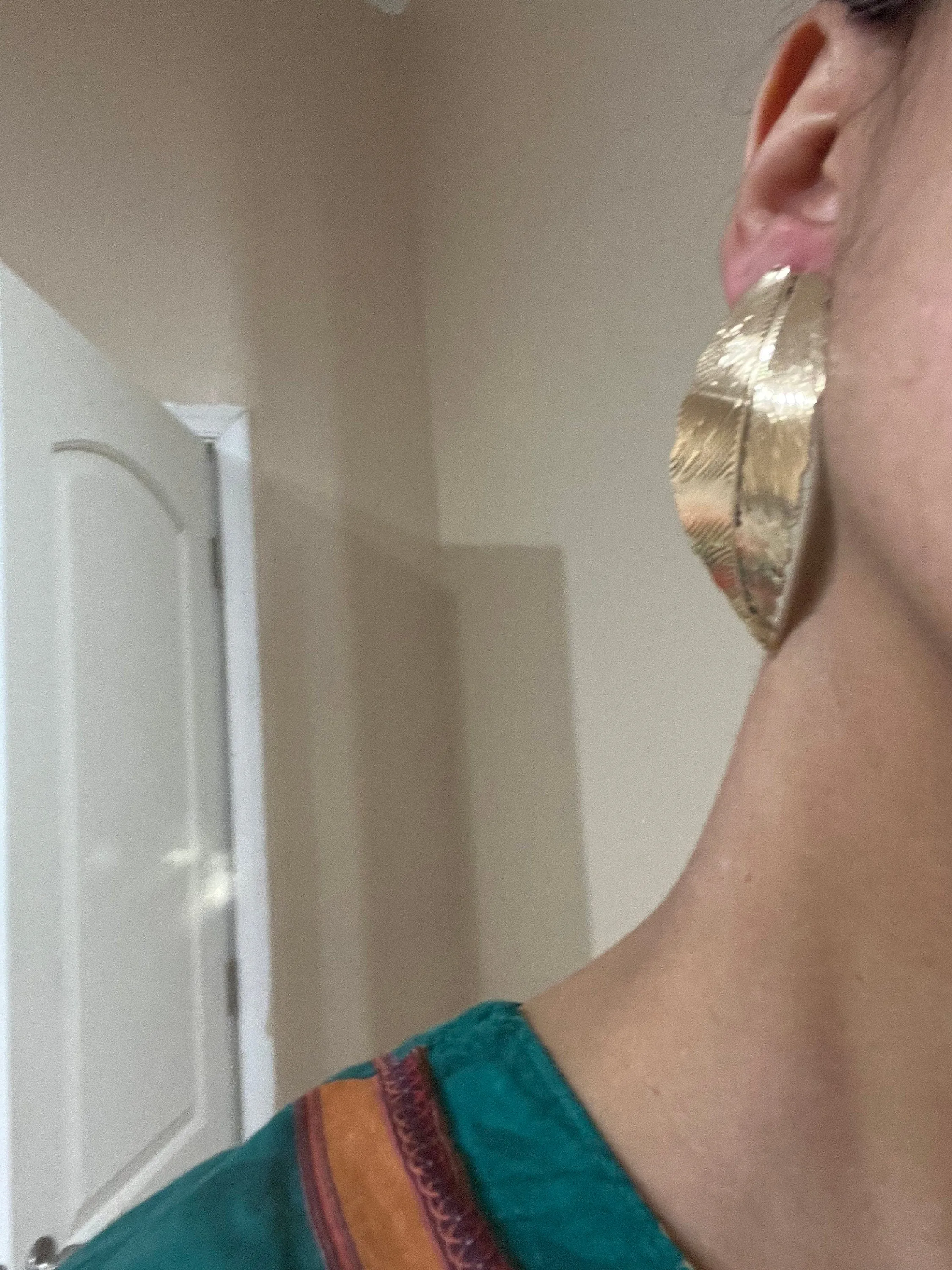 Big gold earrings , studs  gold leaf studs large , huge gold stud earring , boho gold earrings , chunky gold studs statement