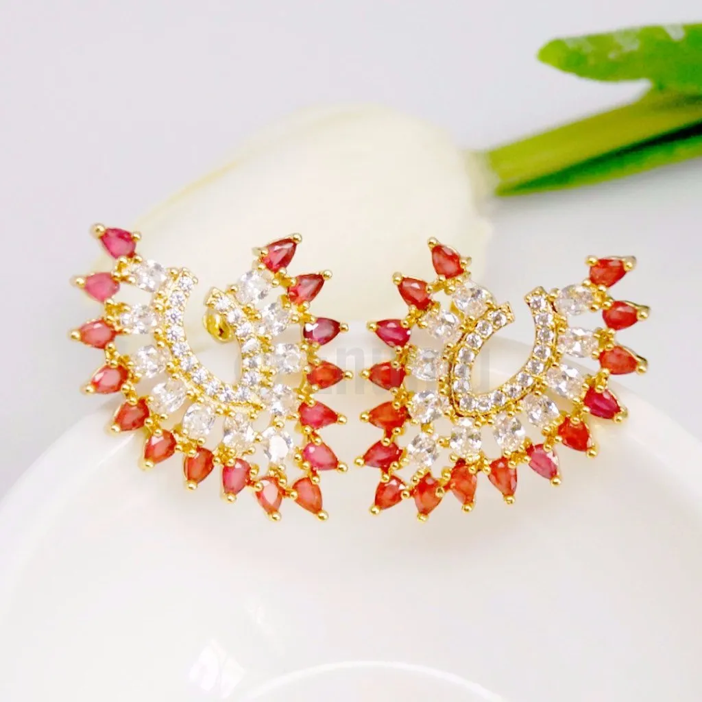 Big Ruby and CZ Studs/ Earrings