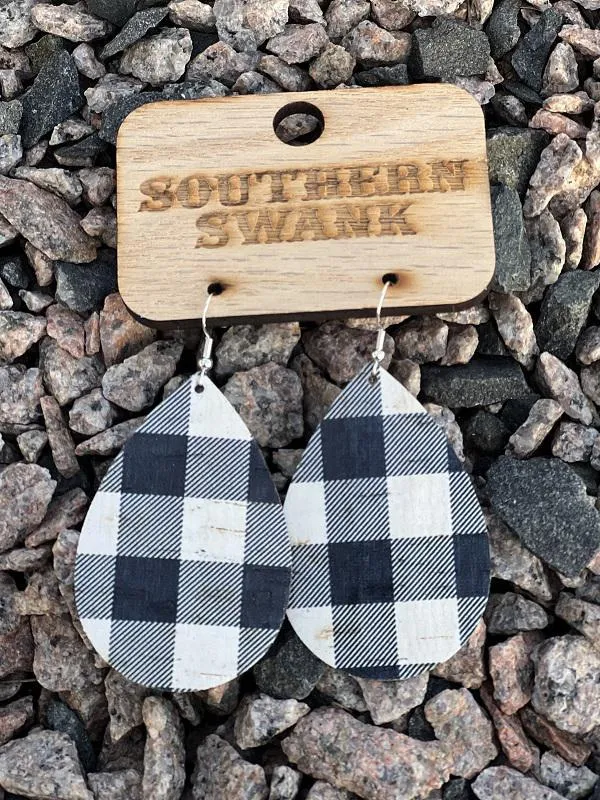 Black & White Plaid Earrings