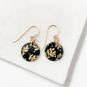 Black and Gold Earrings/ Circle Earrings/Black and Gold Earrings