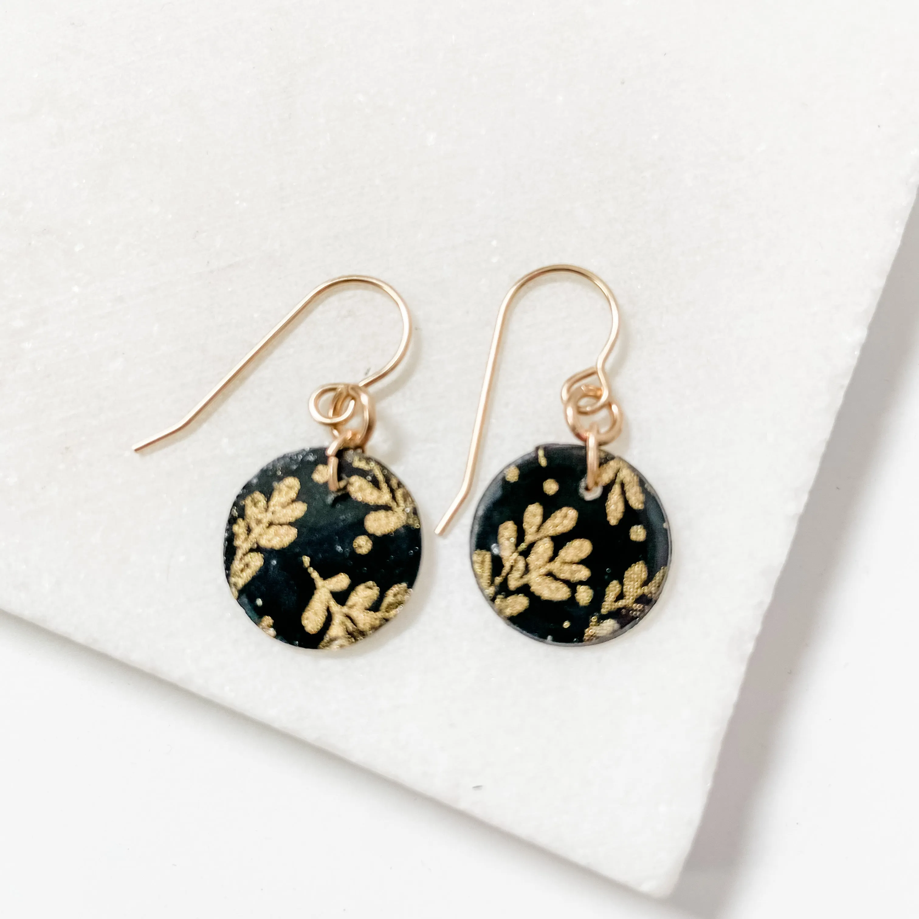 Black and Gold Earrings/ Circle Earrings/Black and Gold Earrings