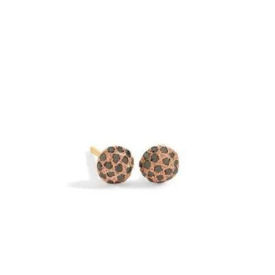 black diamond dot earrings in rose gold