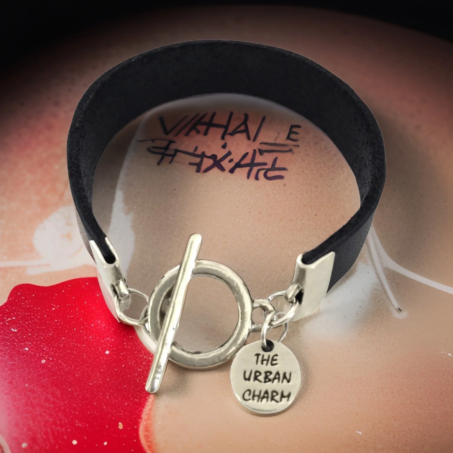 Black Leather Color Band Bracelet by The Urban Charm