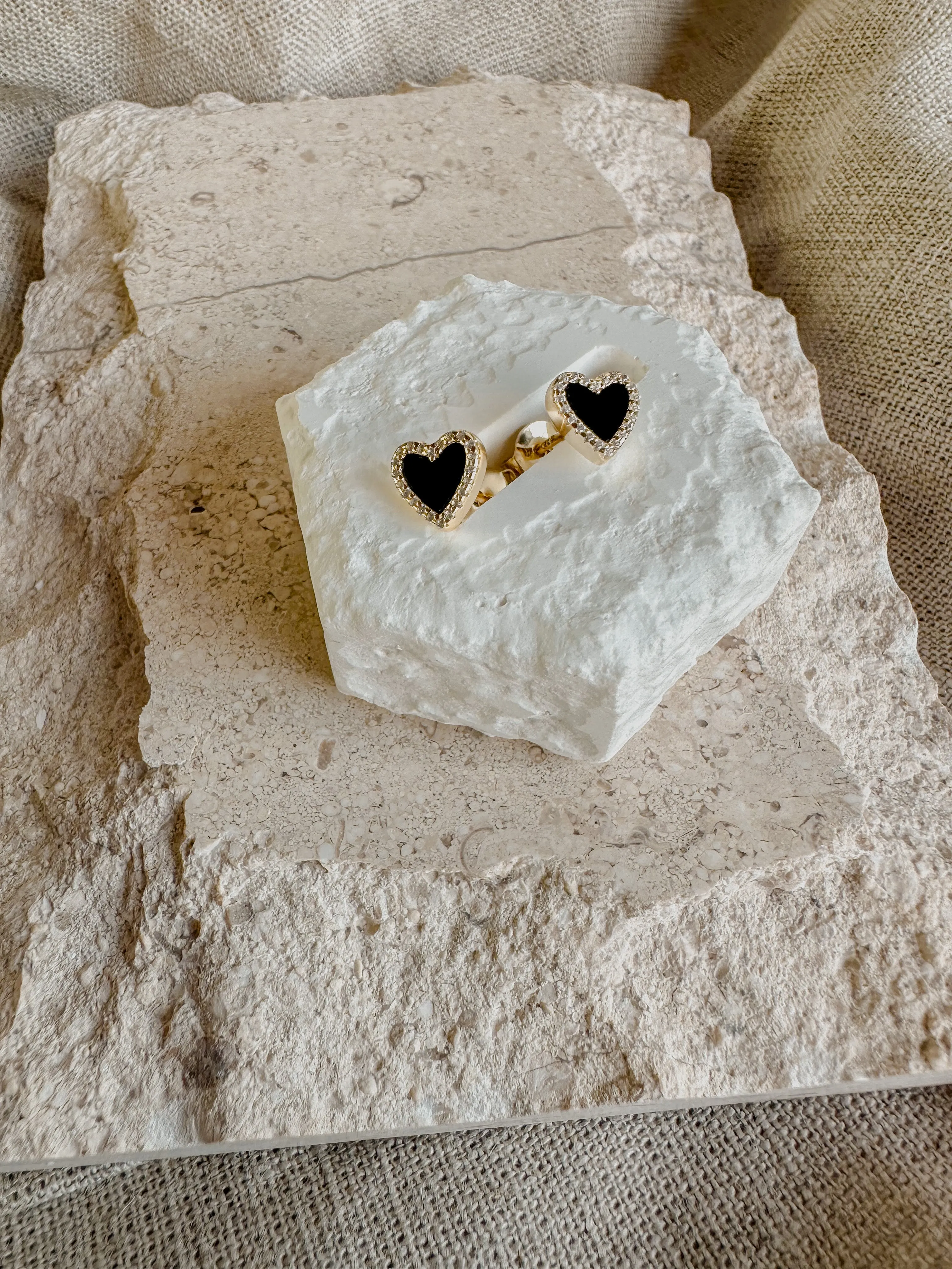 Black Onyx Heart Necklace & Earrings Set