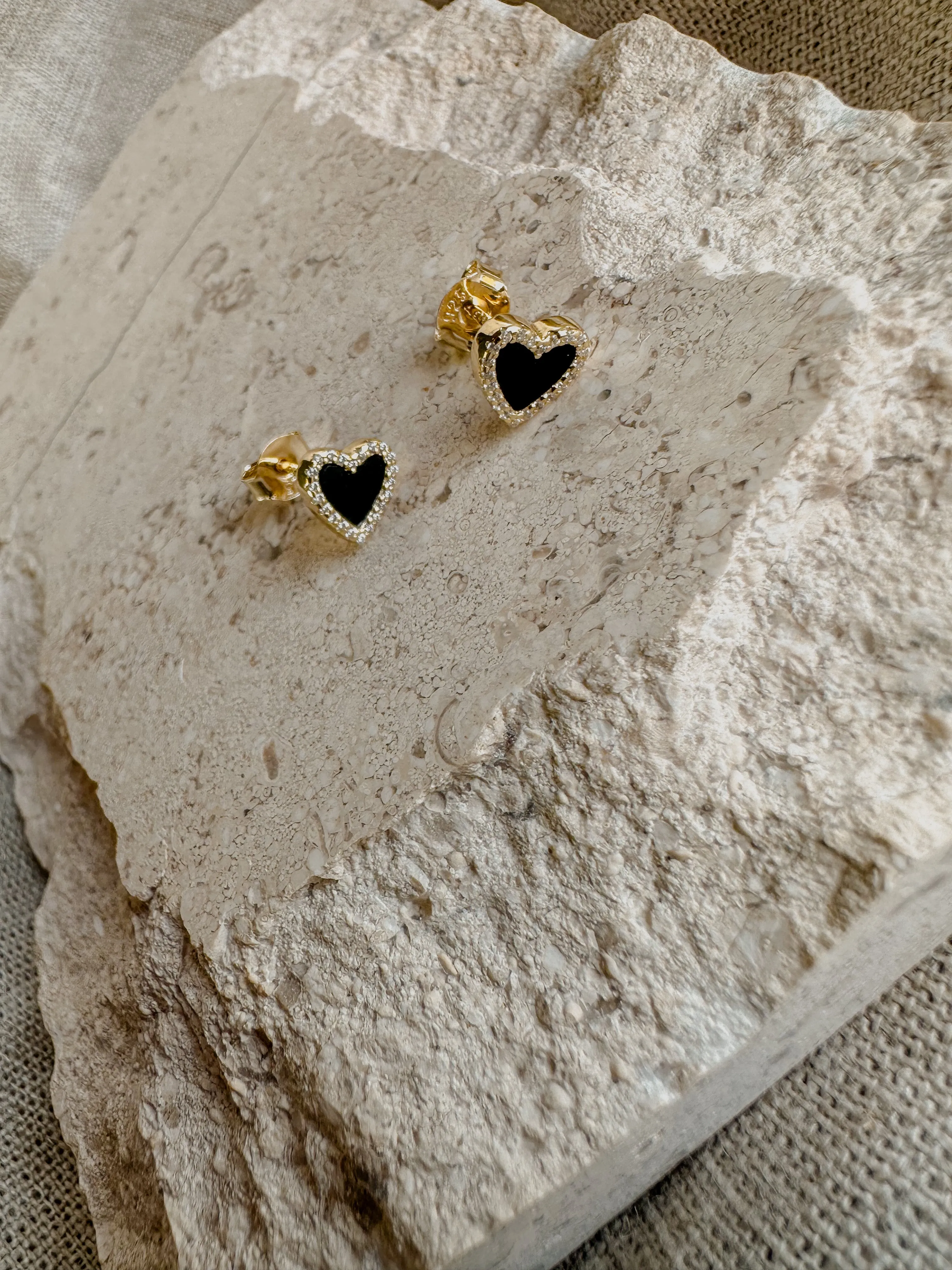 Black Onyx Heart Necklace & Earrings Set