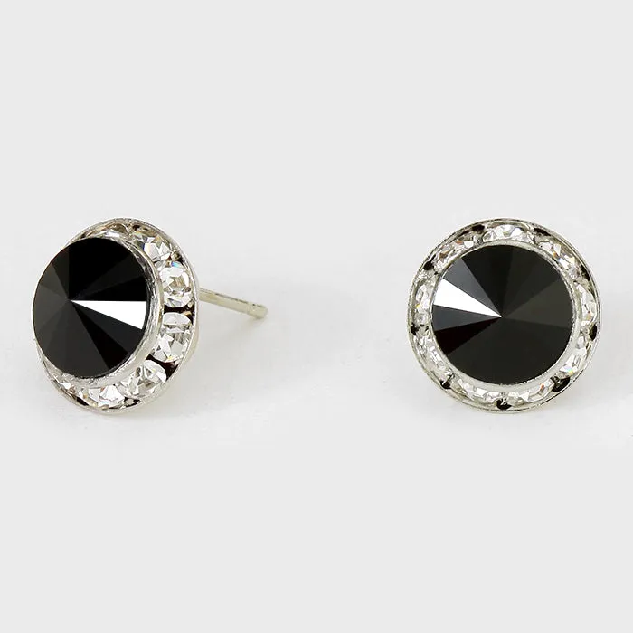 Black Stud Earrings 0.5" | 123296