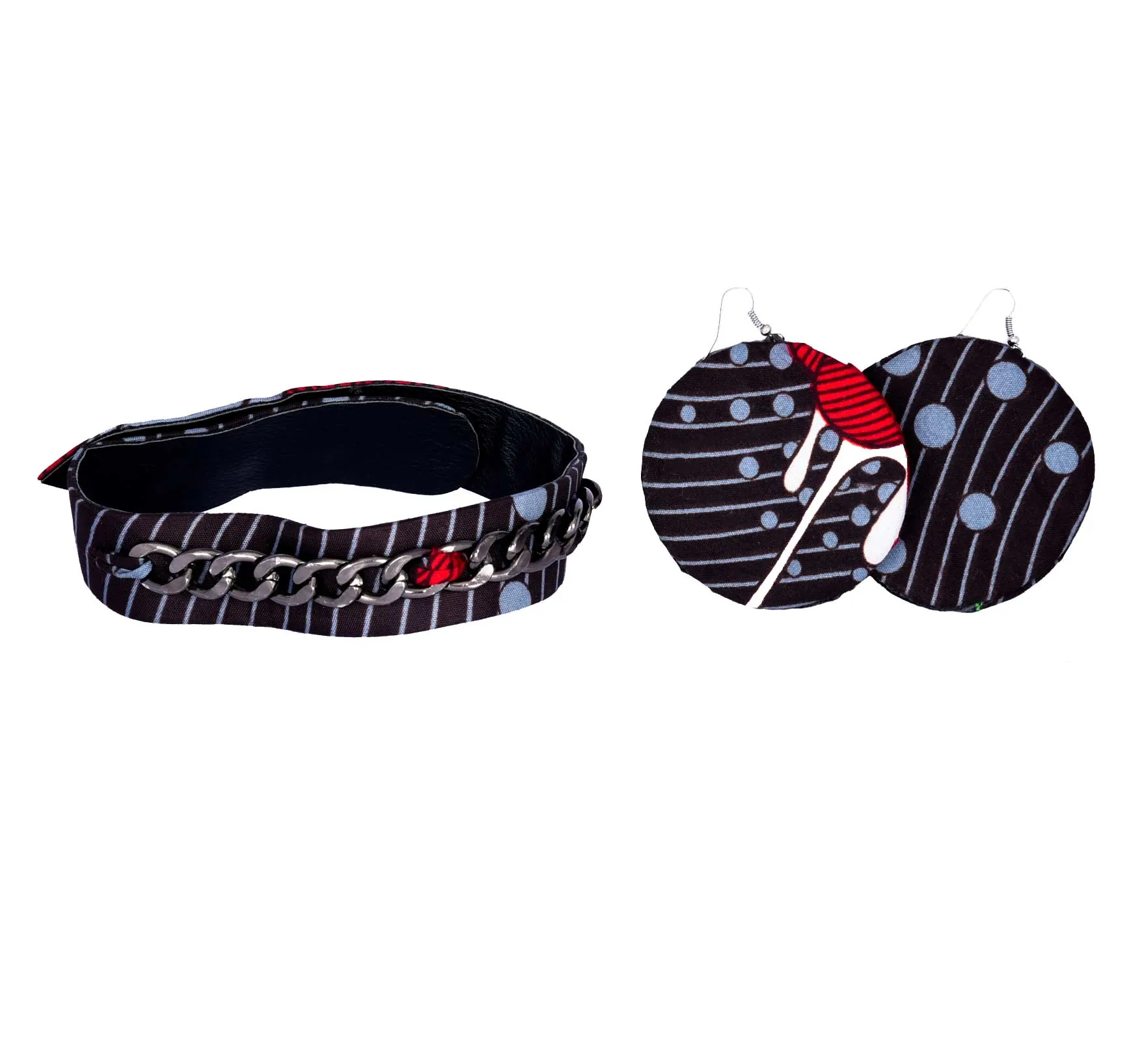 Blackstroke Ankara Choker with Moon Earring