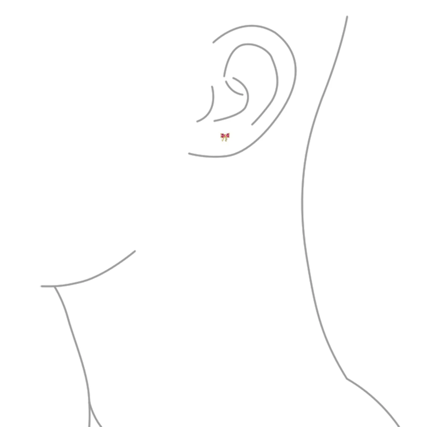 Bling Jewelry 14K Gold Bow Cartilage Ear Studs with CZ – Minimalist Screw Back