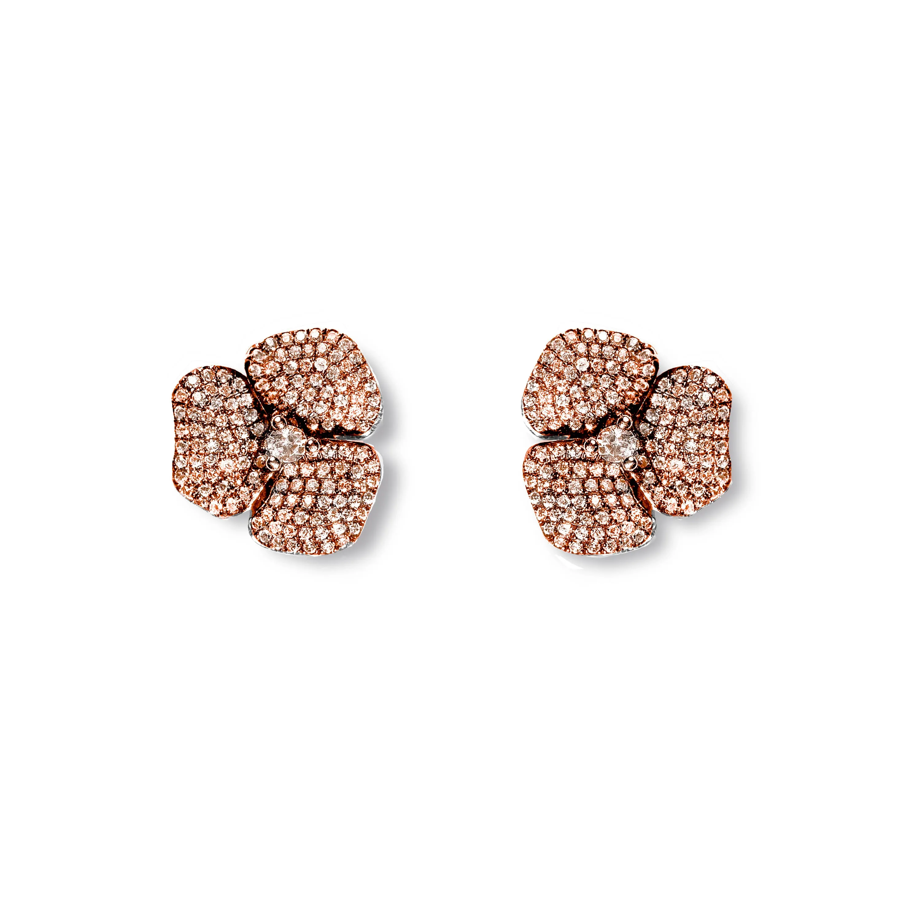 Bloom Small Flower White Diamond Earrings