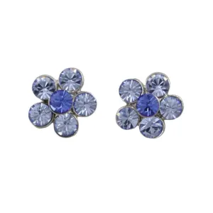 Blue Crystal Daisy with Blue Center Clip Earring - PRL984EC