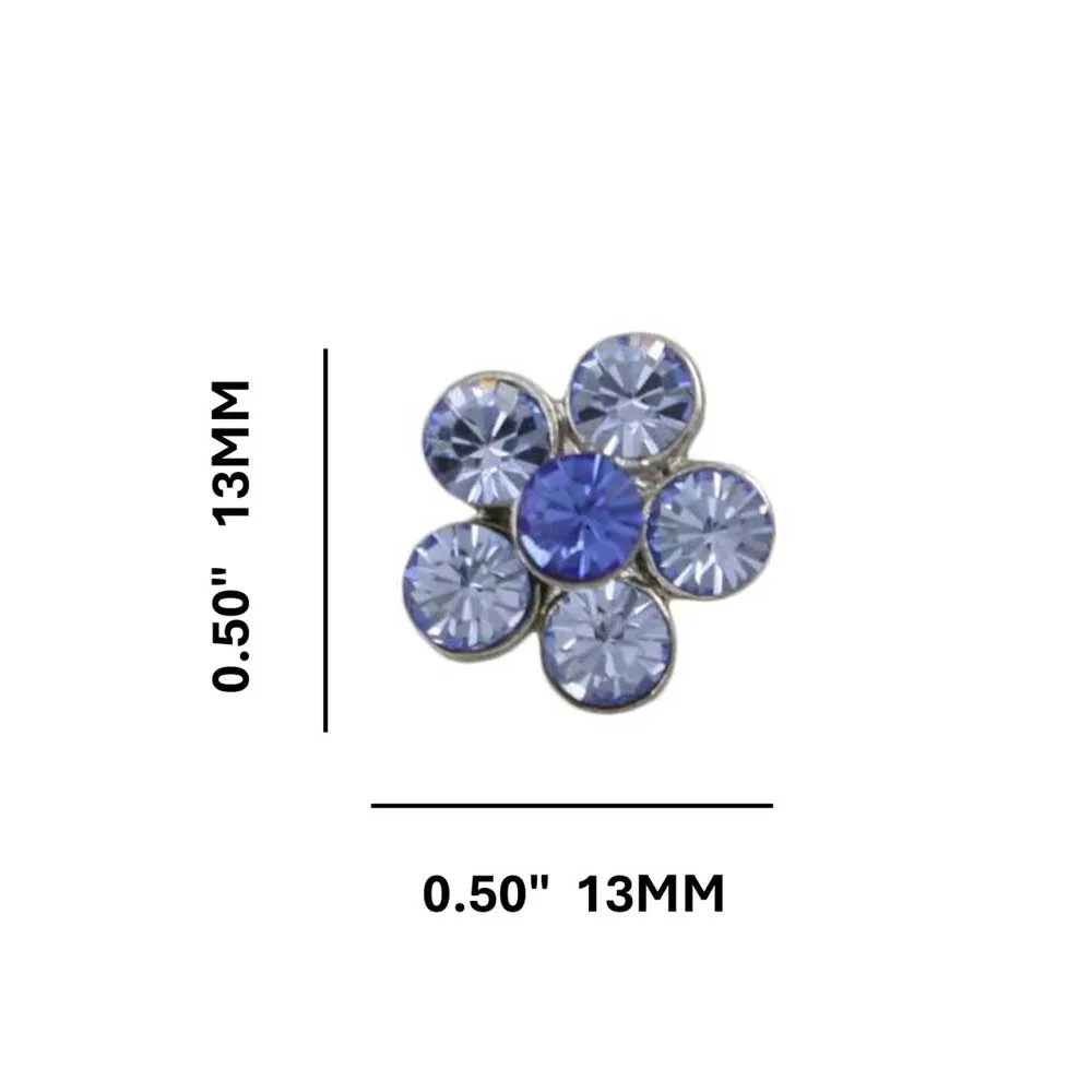 Blue Crystal Daisy with Blue Center Clip Earring - PRL984EC