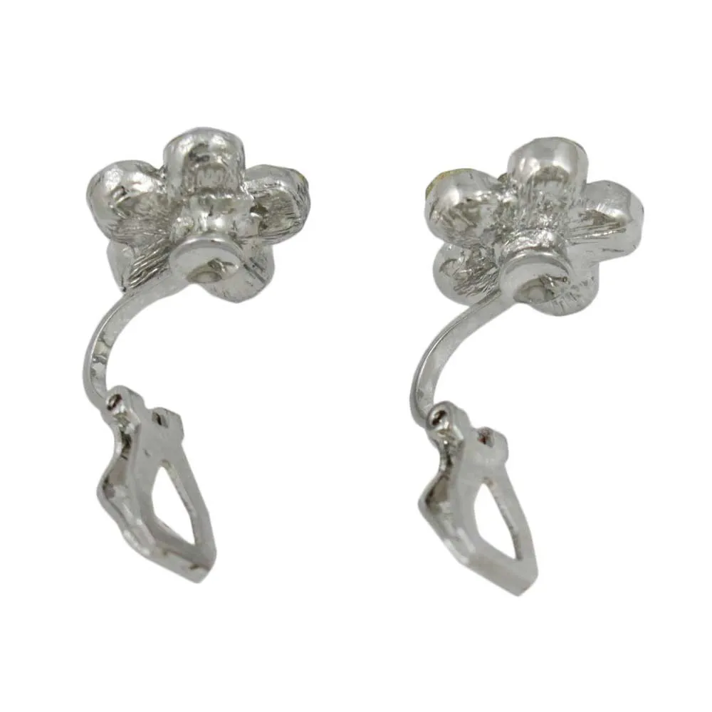 Blue Crystal Daisy with Blue Center Clip Earring - PRL984EC