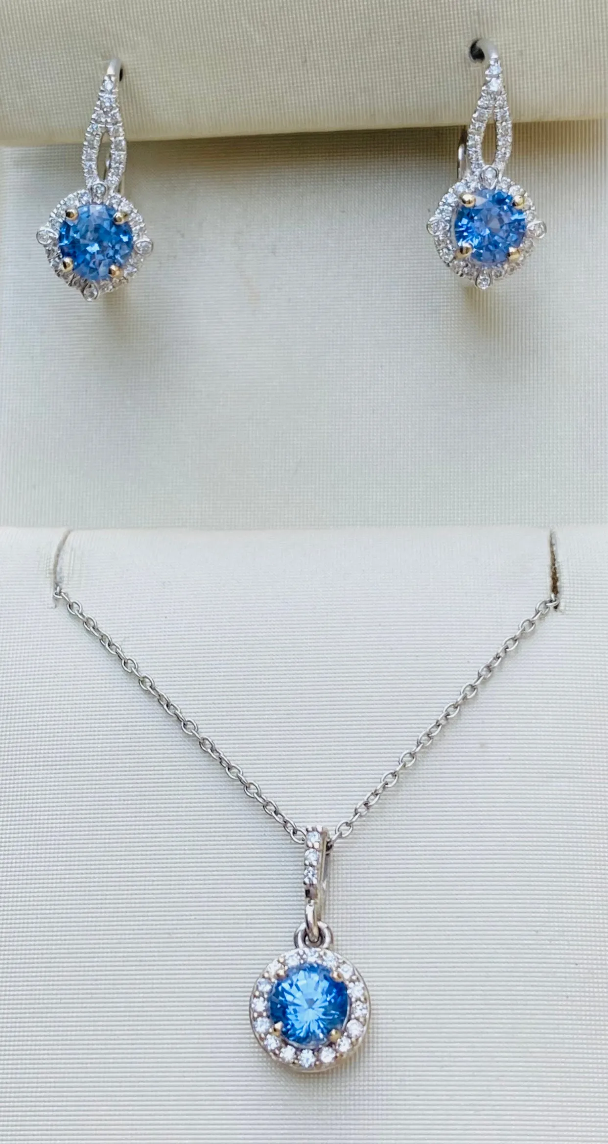 Blue Sapphire Halo Earrings