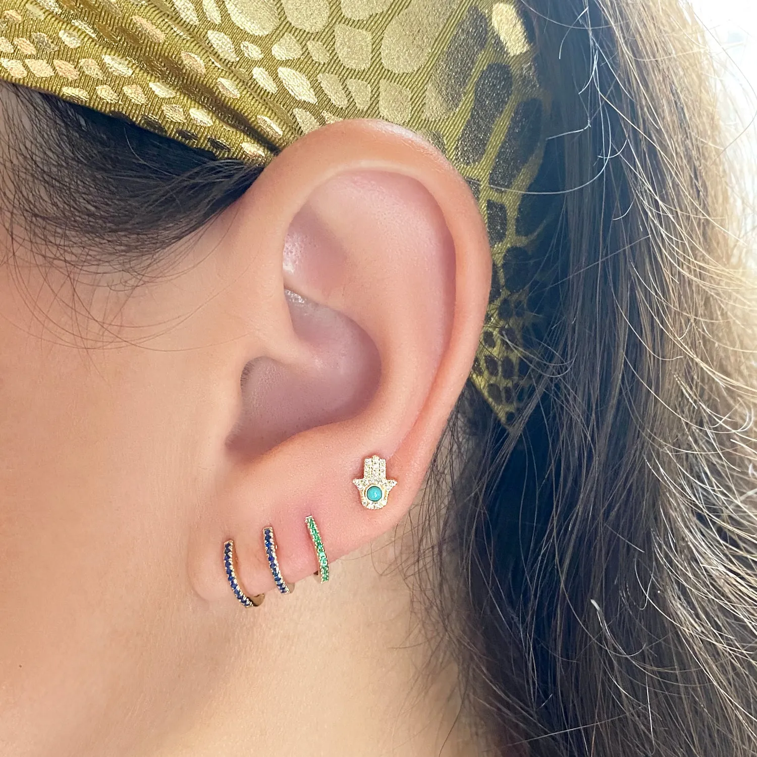 Blue Sapphire Mini Huggie Earrings