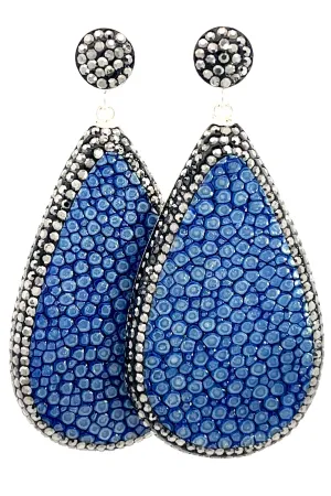 Blue Shagreen Teardrop Earring