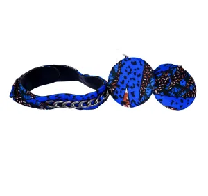 Bluestroke Ankara Choker with Moon Earrings
