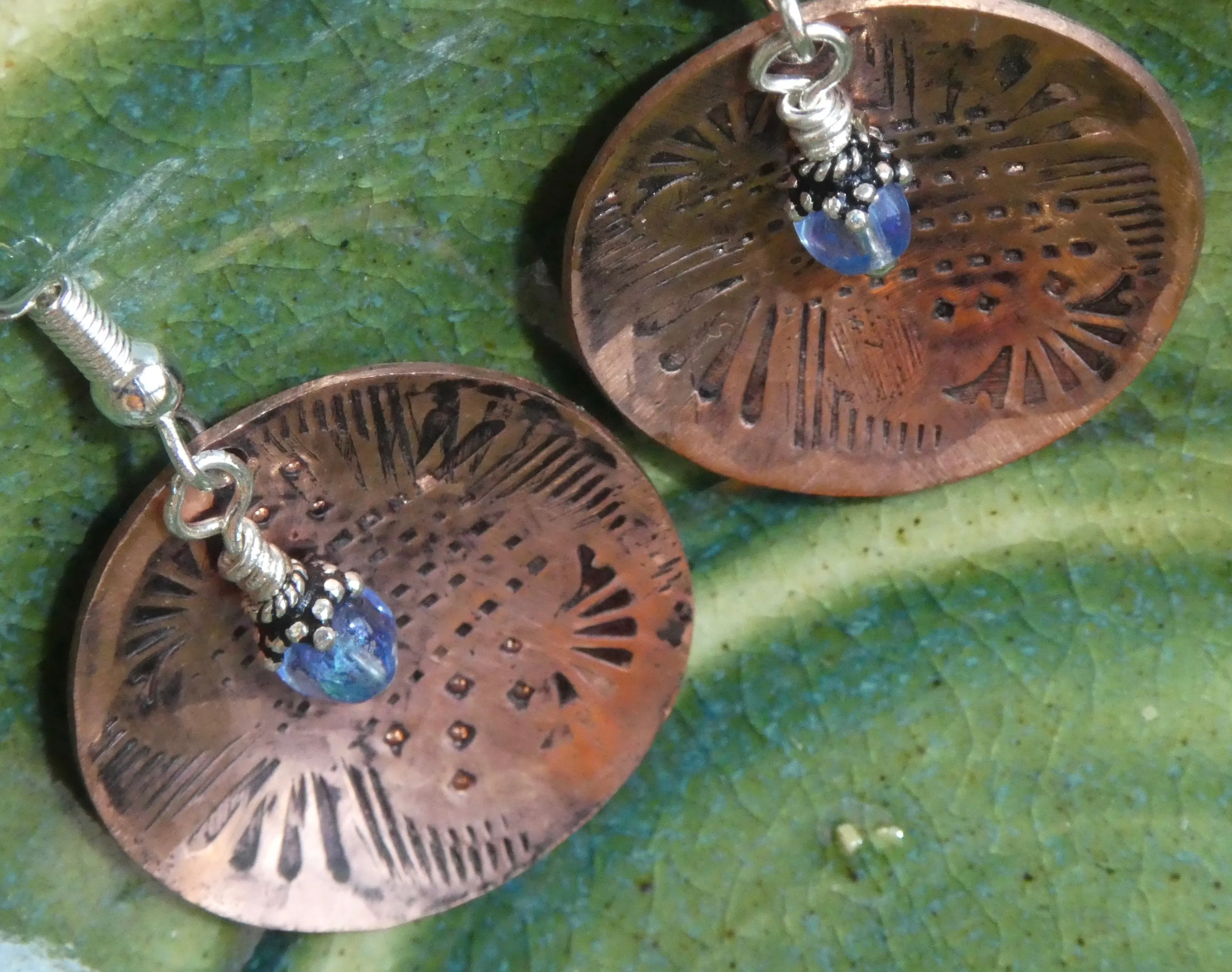 Boho Copper Hand Stamped Earrings